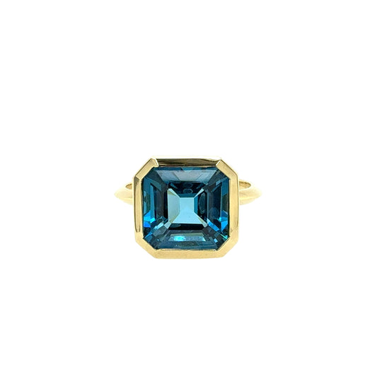 14KT Asscher-Cut London Blue Topaz Ring
