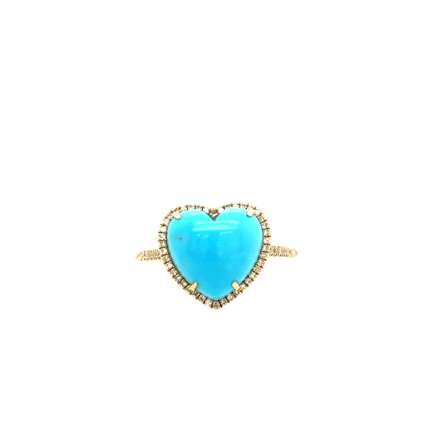 Meira T 14KT Heart-Shaped Turquoise and Diamond Ring