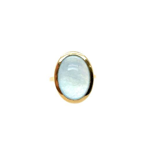 14KT Bezel-Set Aquamarine Ring