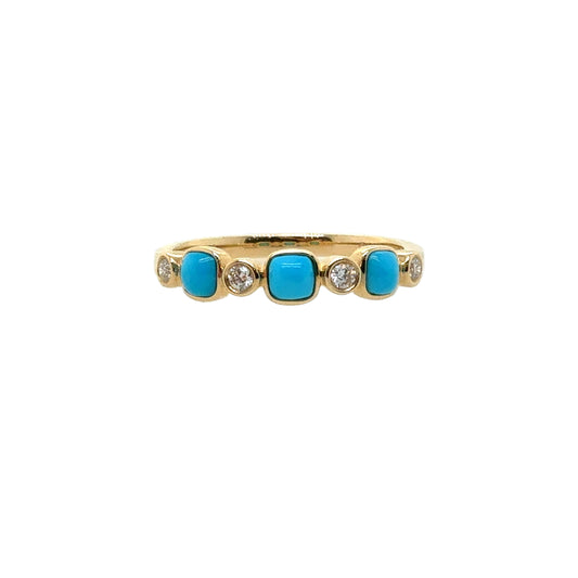 14KT Stackable Turquoise and Diamond Ring