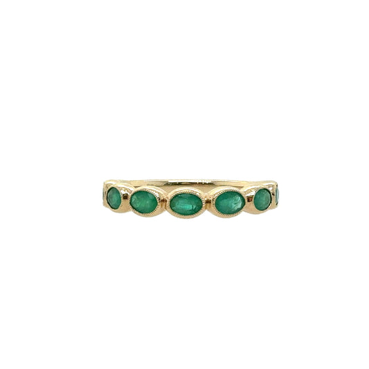 14KT Oval-Cut Emerald Half Band Ring
