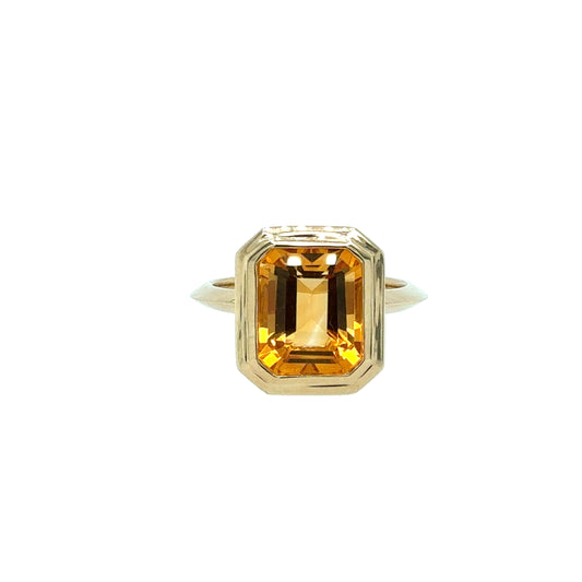 14KT Emerald-Cut Citrine Ring