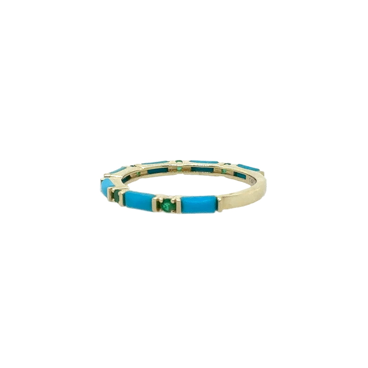 Meira T 14KT Turquoise and Emerald Stackable Ring