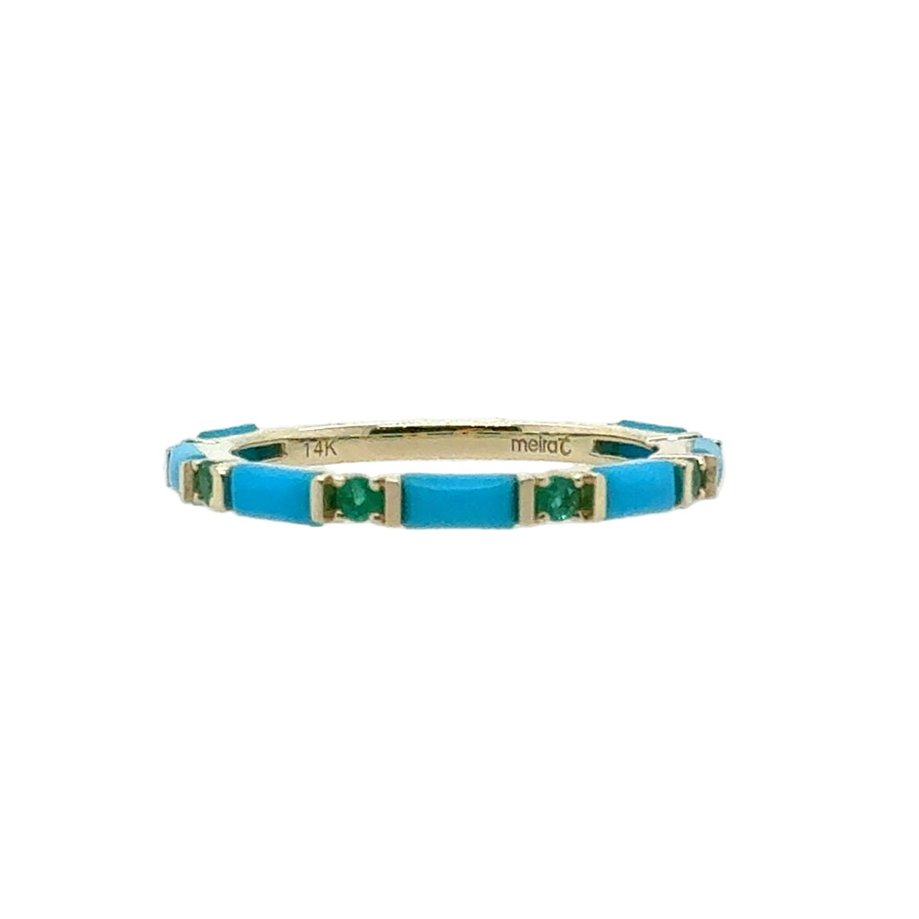 Meira T 14KT Turquoise and Emerald Stackable Ring