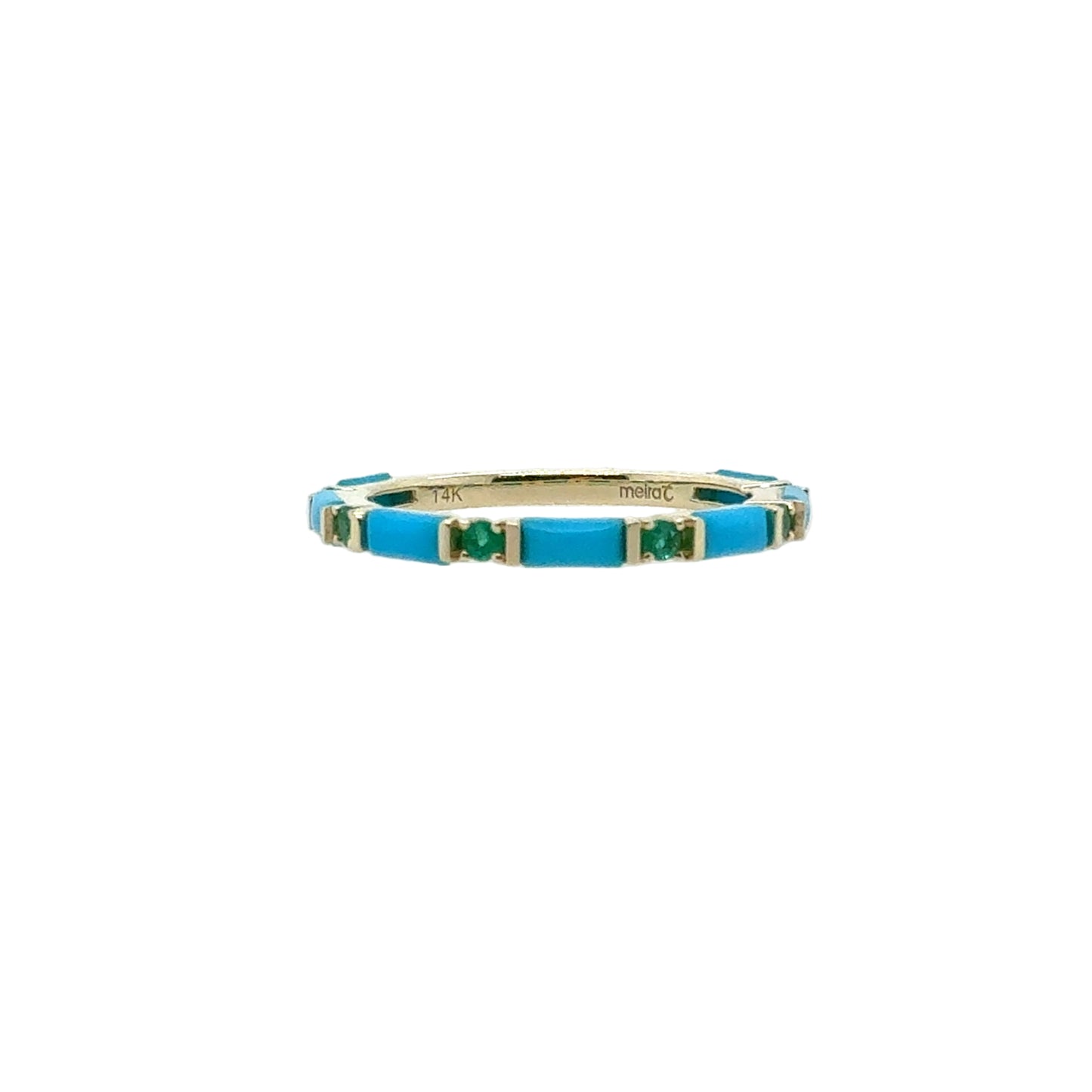 Meira T 14KT Turquoise and Emerald Stackable Ring