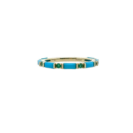 Meira T 14KT Turquoise and Emerald Stackable Ring