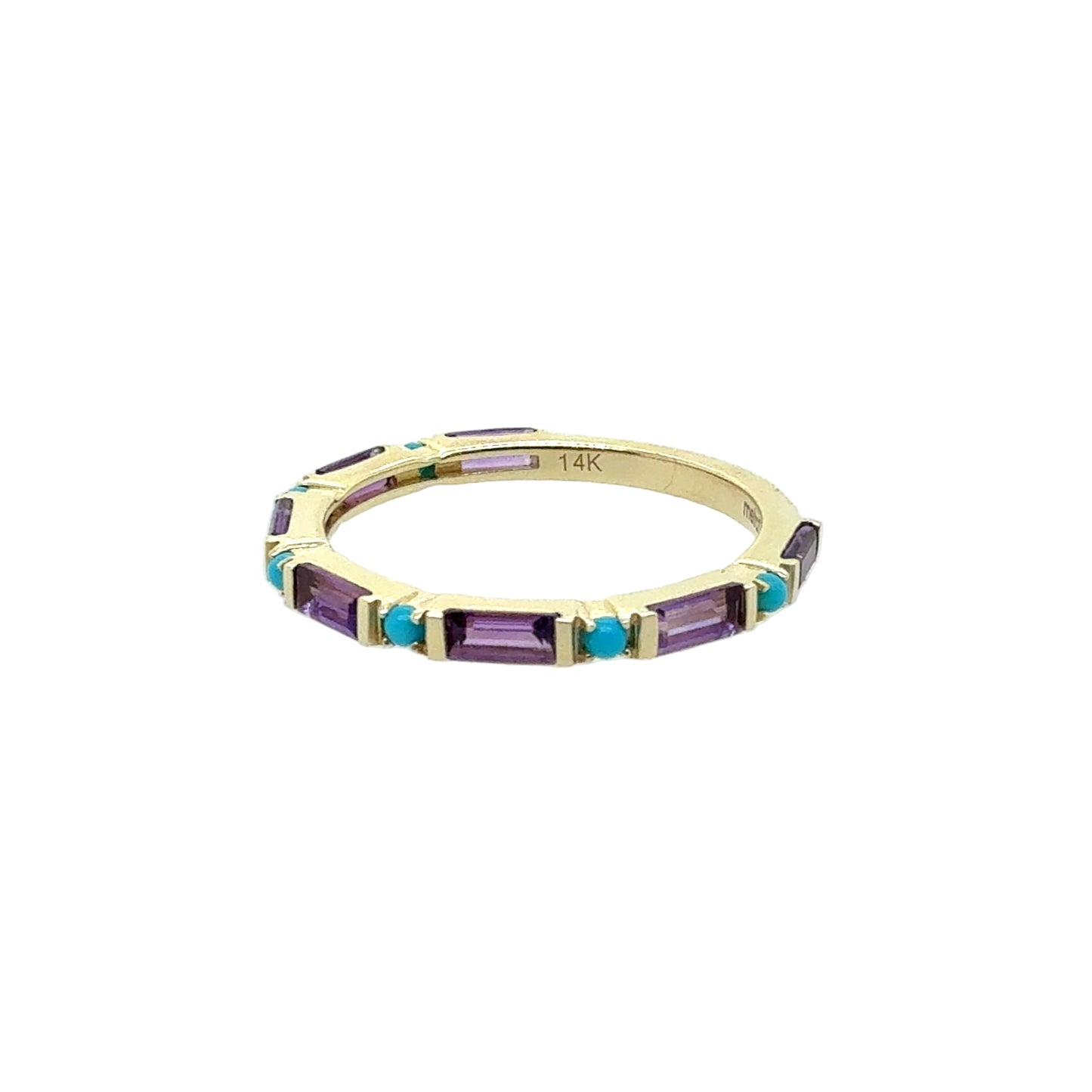 Meira T 14KT Amethyst and Turquoise Stackable Ring