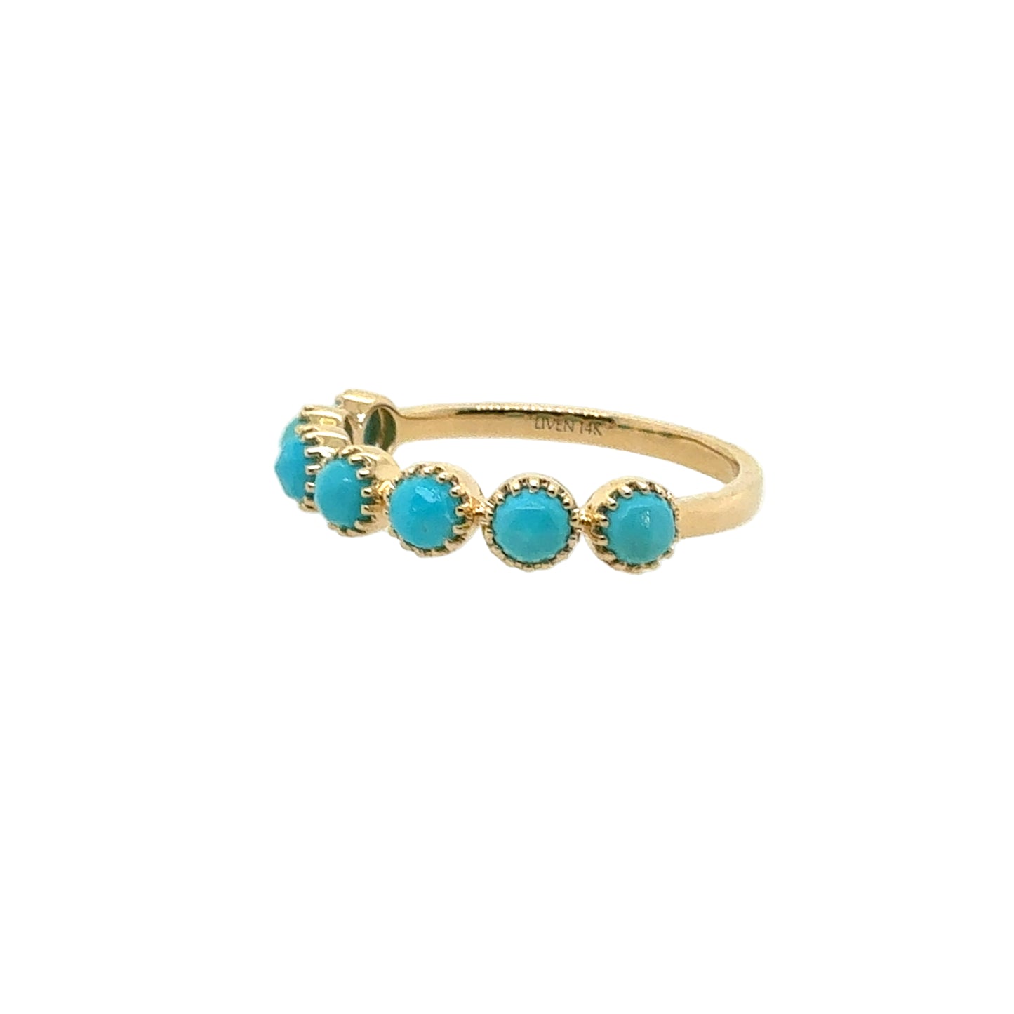14KT 7-Stone Turquoise Stackable Ring