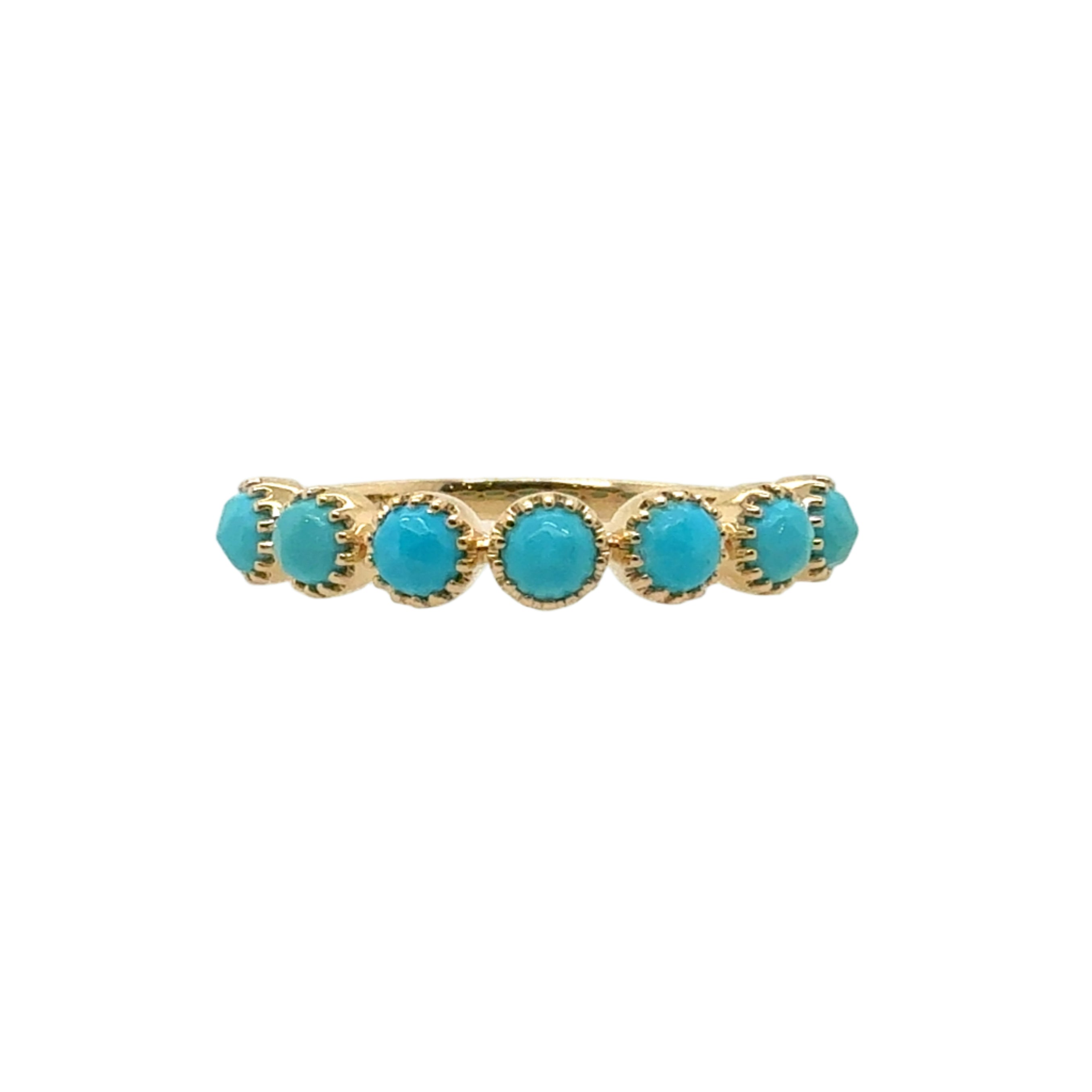 14KT 7-Stone Turquoise Stackable Ring