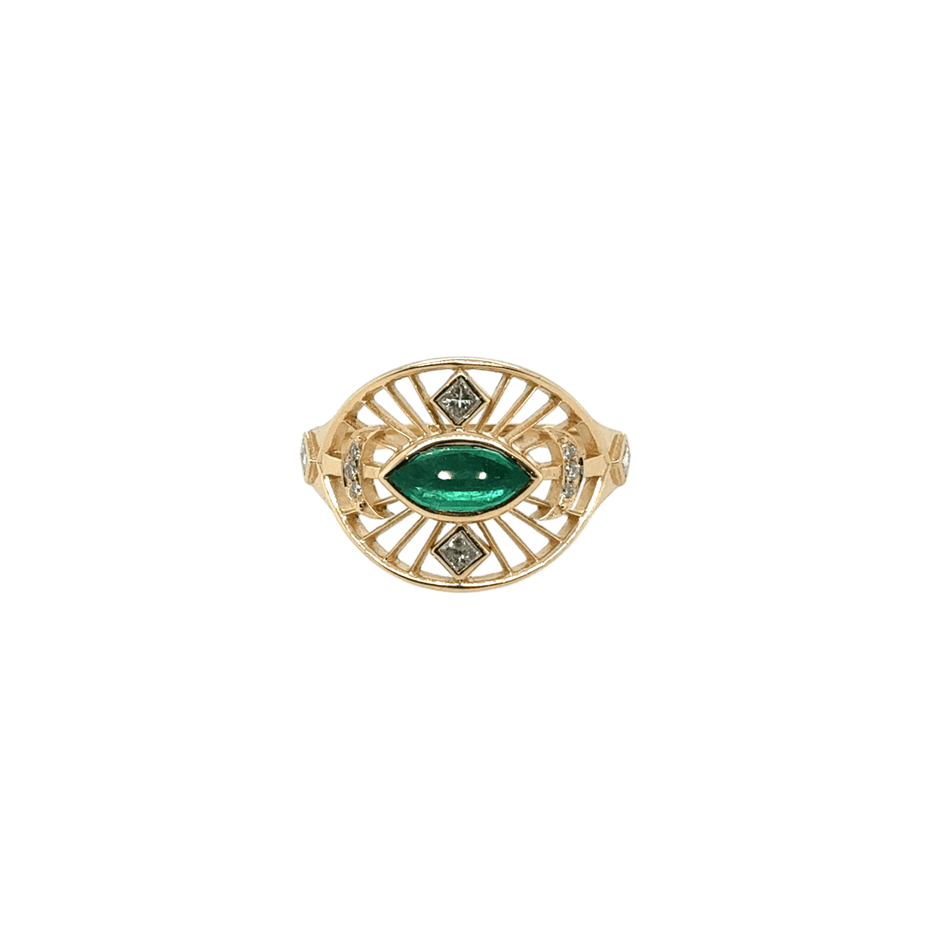 Celine Daoust 14k Marquise Emerald Diamond Eye Ring