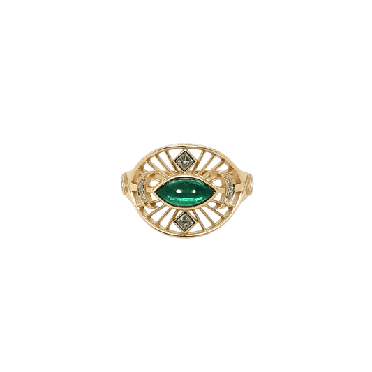 Celine Daoust 14k Marquise Emerald Diamond Eye Ring