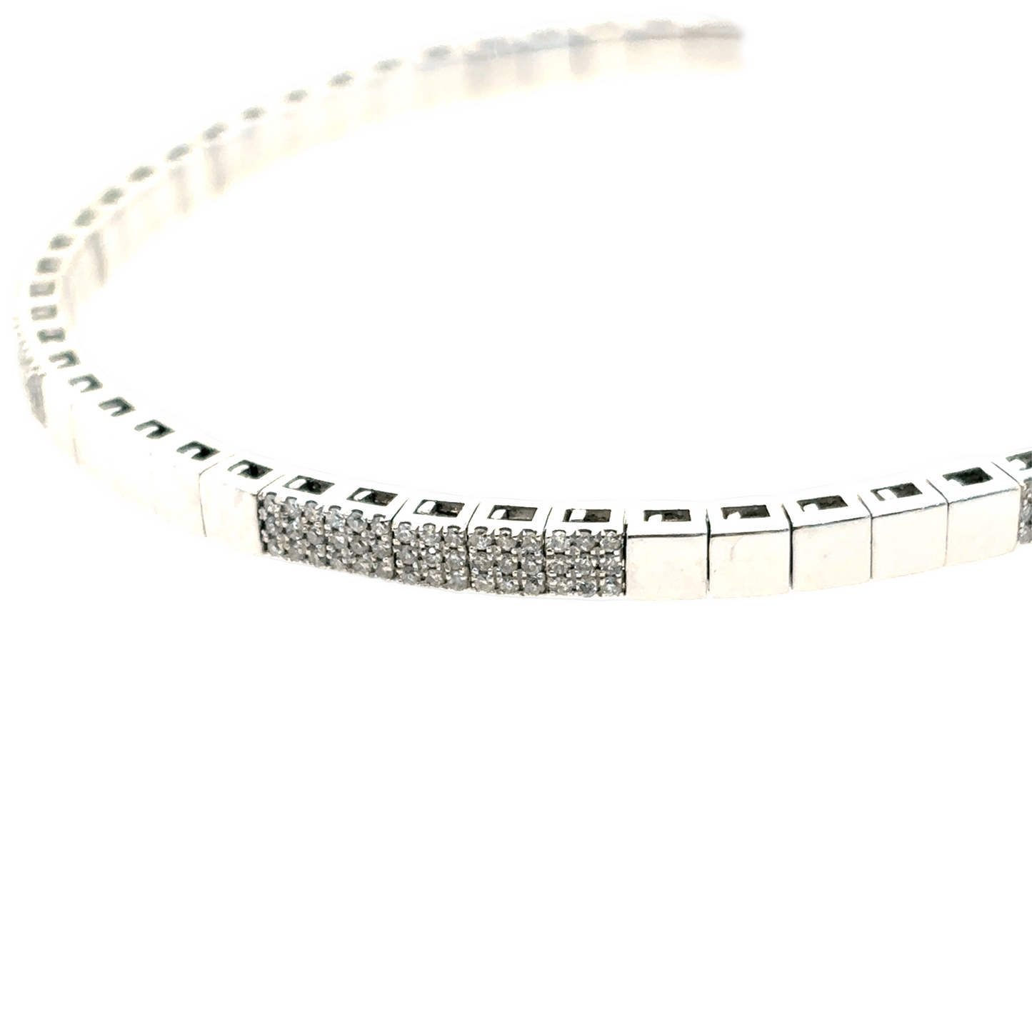 Meira T 14kt White Gold Pave Diamond Section Stretchy Bracelet