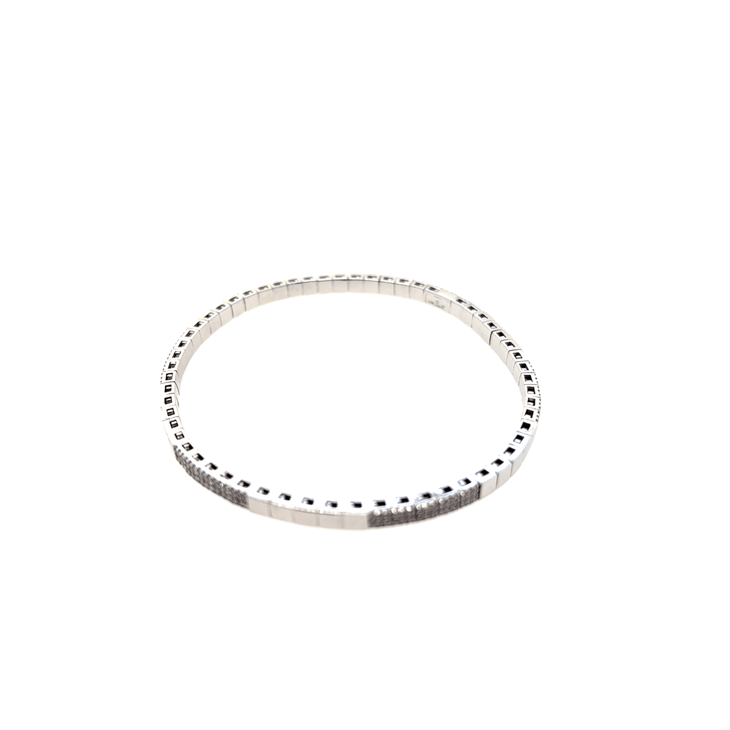 Meira T 14kt White Gold Pave Diamond Section Stretchy Bracelet