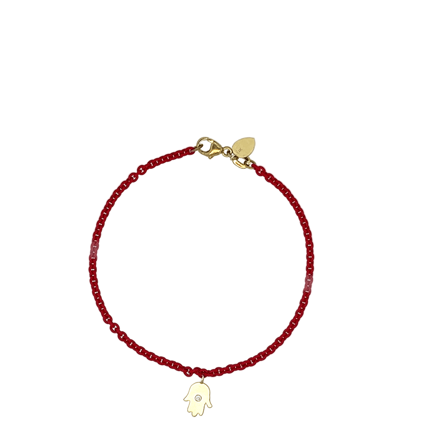 Meira T 14kt Stainless Steel Red Lacquer Yellow Gold Diamond Hamsa Bracelet