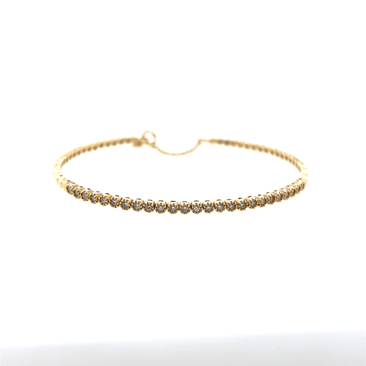 Meira T 14kt Bezel-Set Diamond Bangle Bracelet