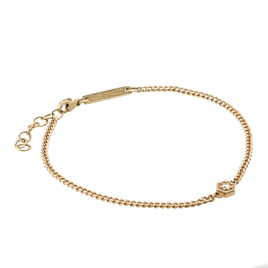 Zoë Chicco 14k Gold Diamond Hexagon Curb Chain Bracelet