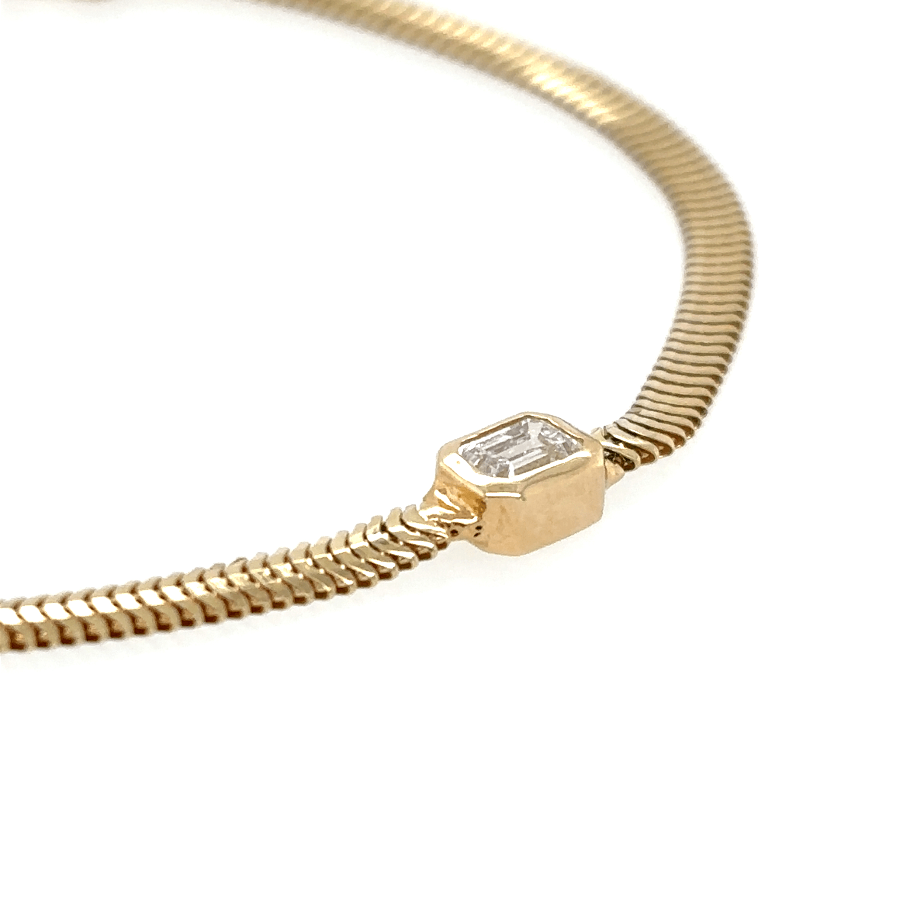 Zoë Chicco 14k Emerald Cut Diamond Small Snake Chain Bracelet