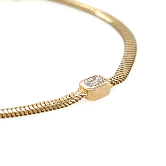 Zoë Chicco 14k Emerald Cut Diamond Small Snake Chain Bracelet