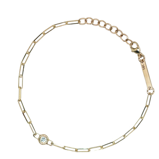 Zoë Chicco 14k Floating Diamond Small Paperclip Chain Bracelet