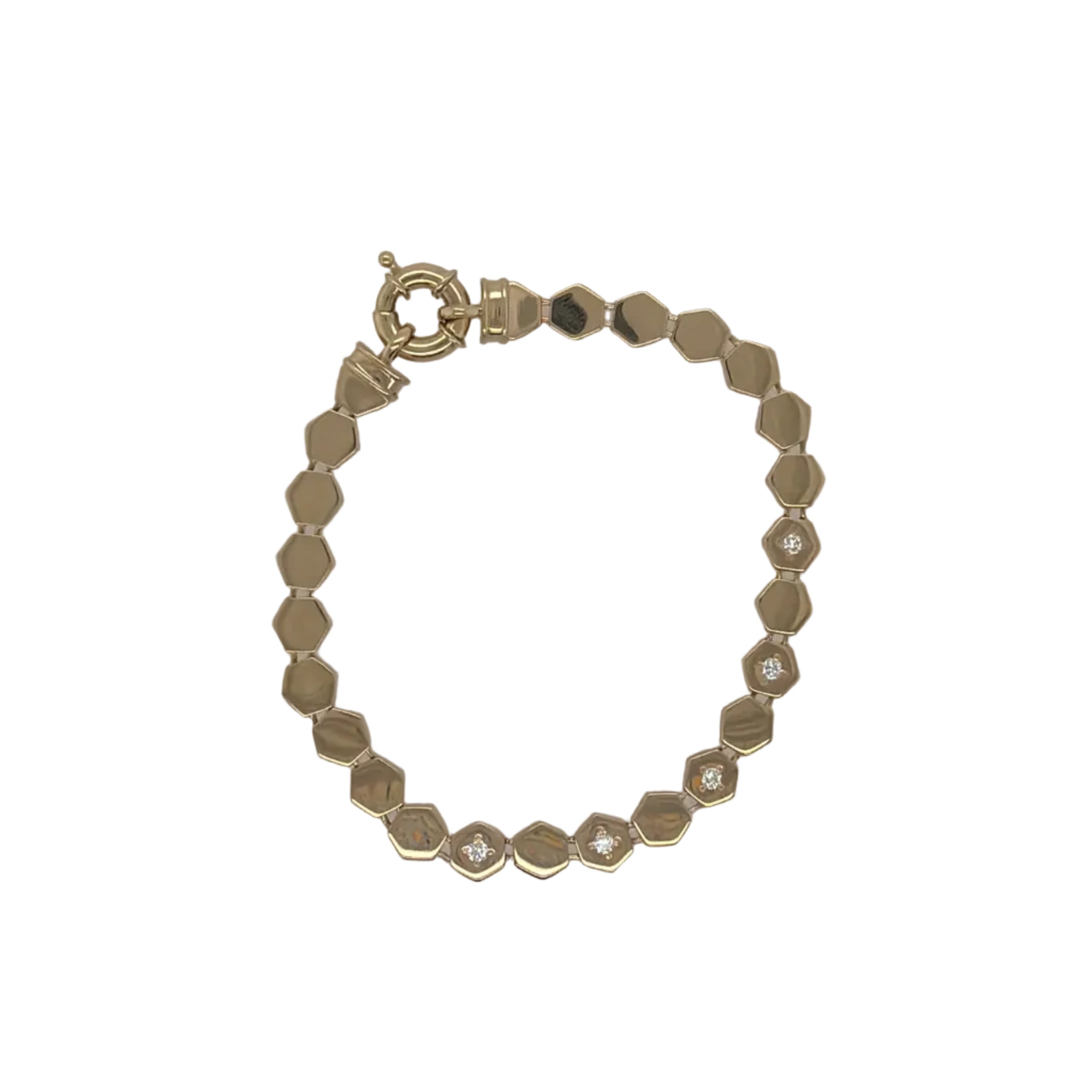 Zoë Chicco 14K Diamond Hexagon Linked Bracelet