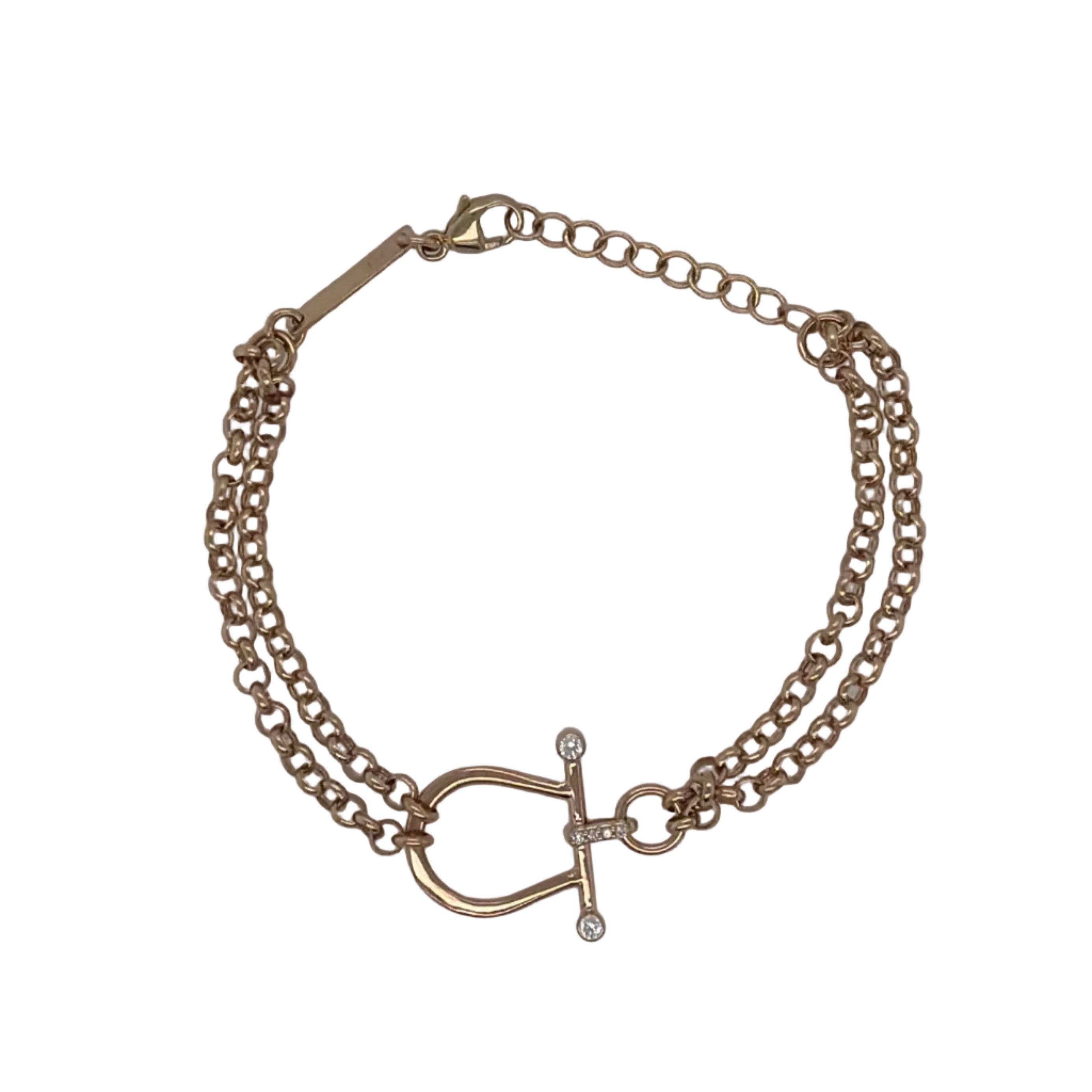 Zoë Chicco 14K Double Rolo Chain Diamond Stirrup Bracelet