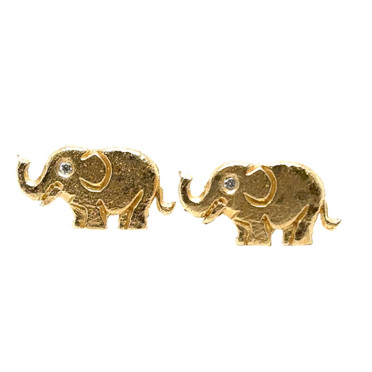 Victoria Cunningham 14kt Yellow Gold Elephant Diamond Eye Studs
