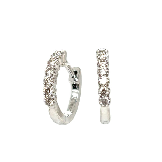 14KT Beaded-Bezel Diamond Huggie Earrings