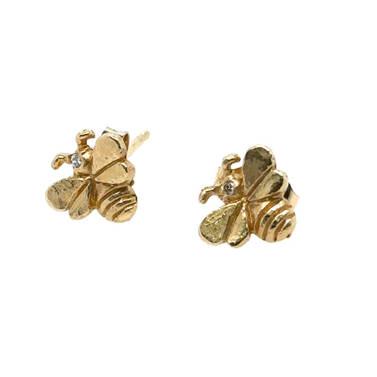 Victoria Cunningham 14kt Yellow Gold Bee Diamond Eye Studs
