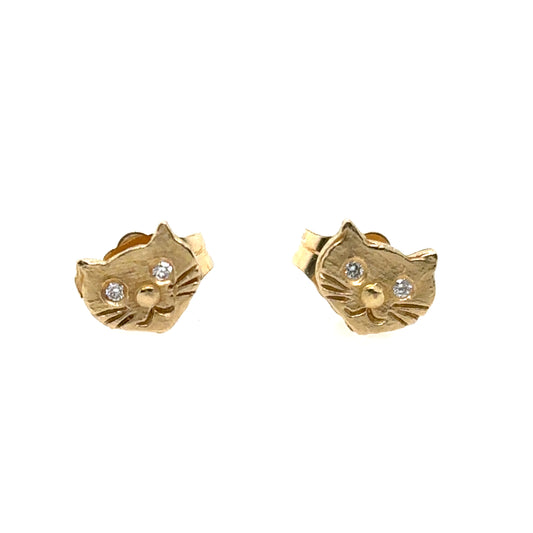 Victoria Cunningham 14kt Yellow Gold Cat Diamond Eye Studs