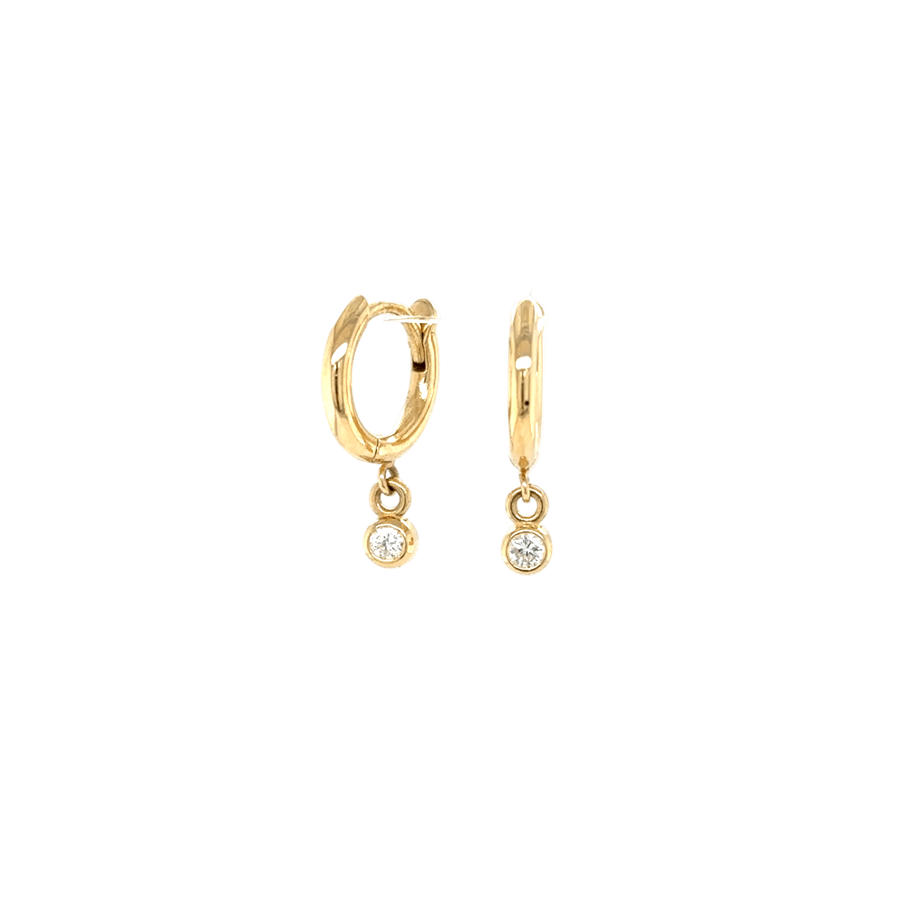 Zoë Chicco 14k Gold Hinge Huggie Hoop Single Diamond Dangle