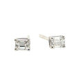 14KT Delicate Emerald-Cut Diamond Stud Earrings
