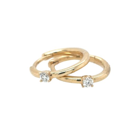 14KT Single Diamond Huggie Earrings