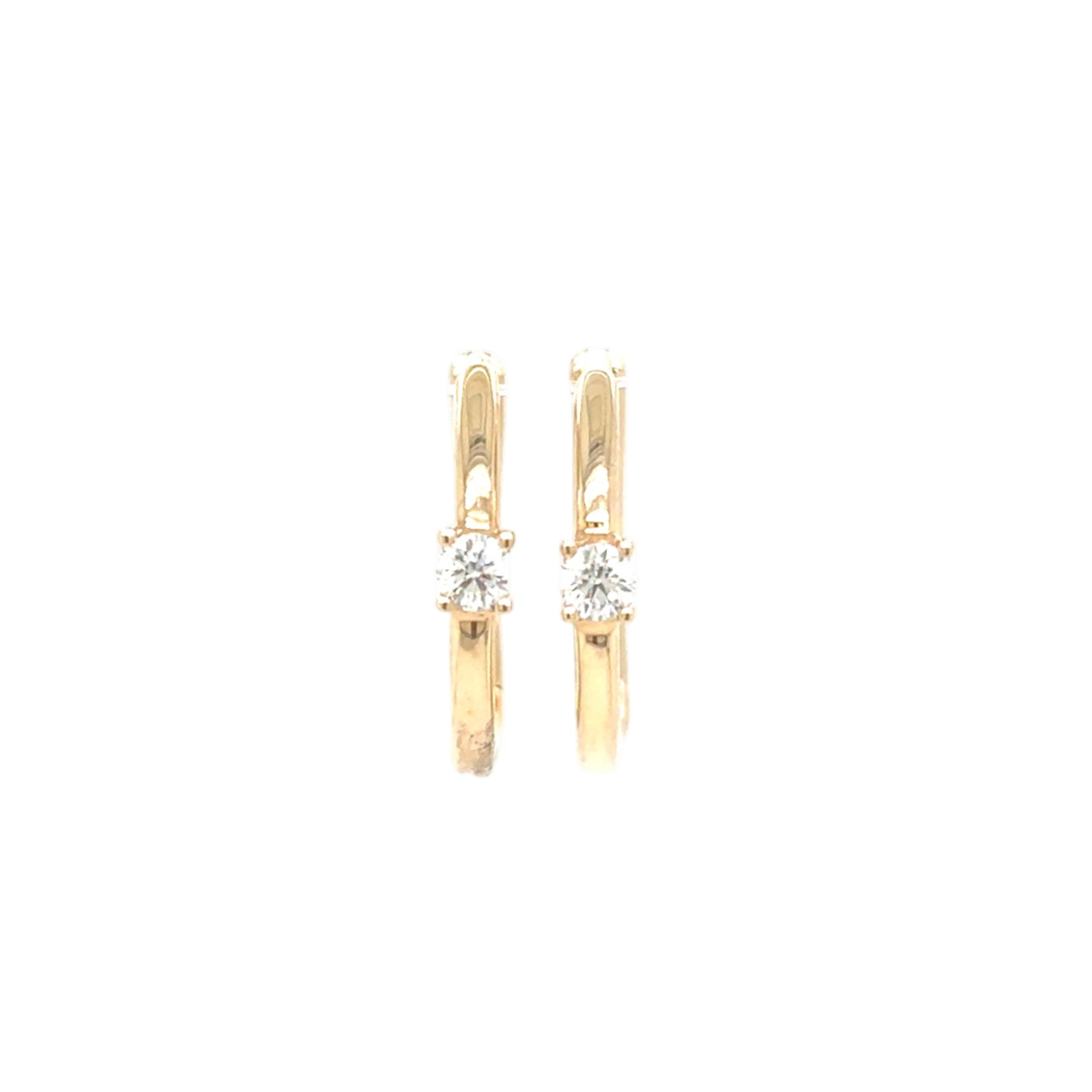 14KT Single Diamond Huggie Earrings