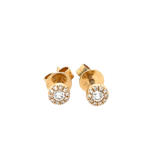 14KT Tiny Diamond Halo Stud Earrings