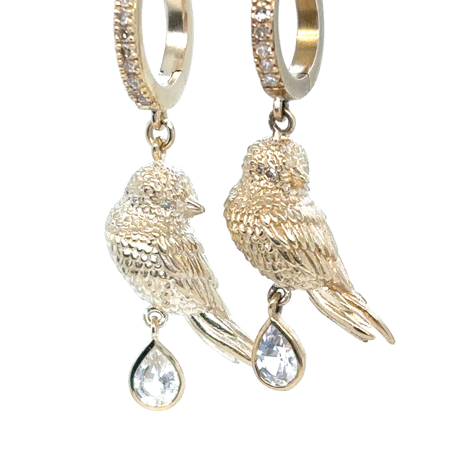 Pascale Monvoisin 9KT PALERME Diamond and White Sapphire Bird Earrings