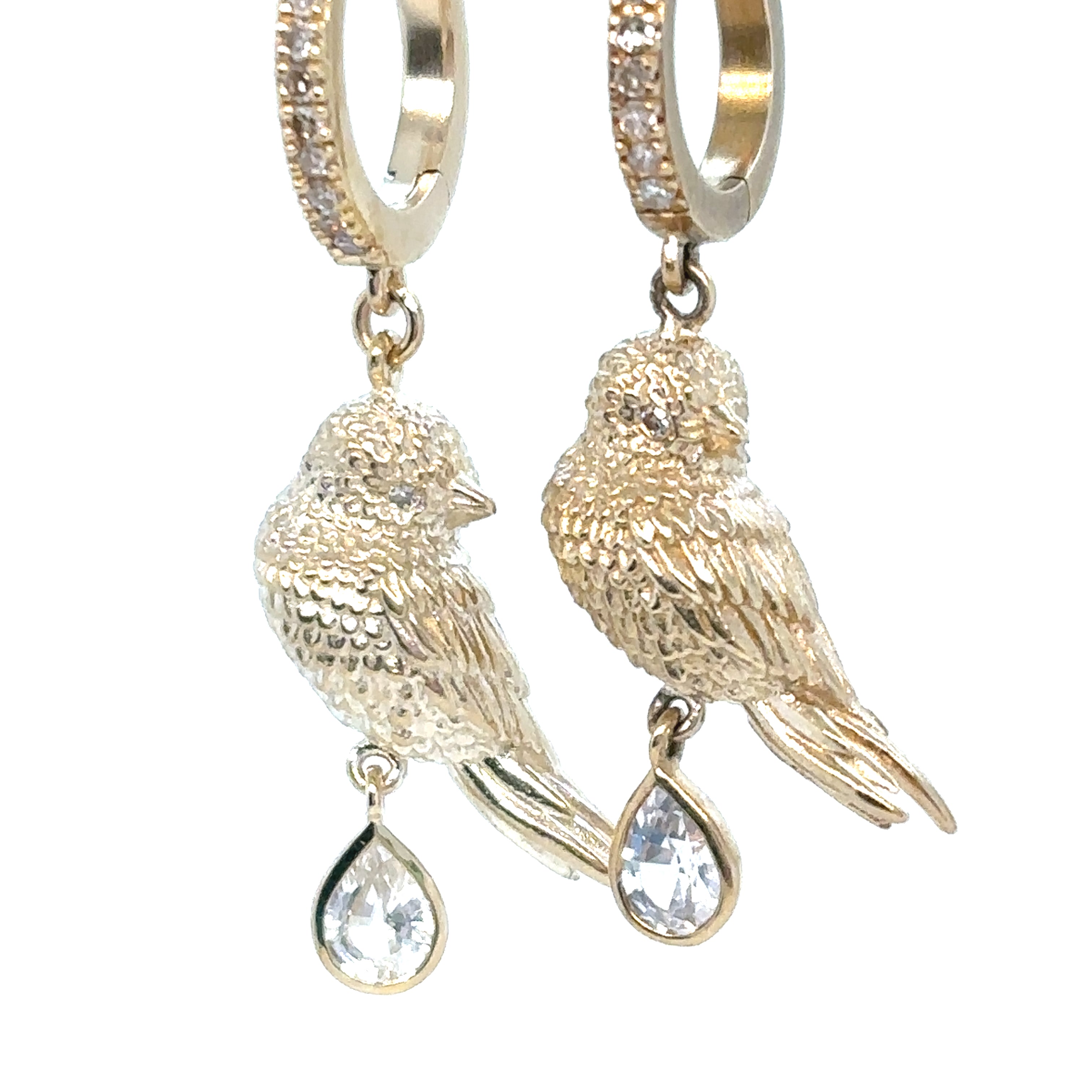 Pascale Monvoisin 9KT PALERME Diamond and White Sapphire Bird Earrings