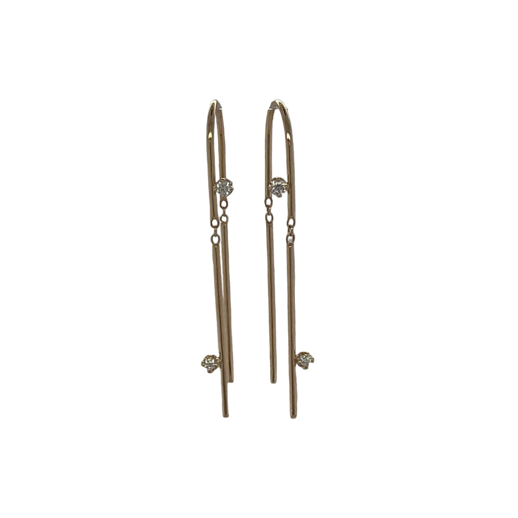 Zoë Chicco 14K 2 Prong Diamond U Wire Threader Earrings