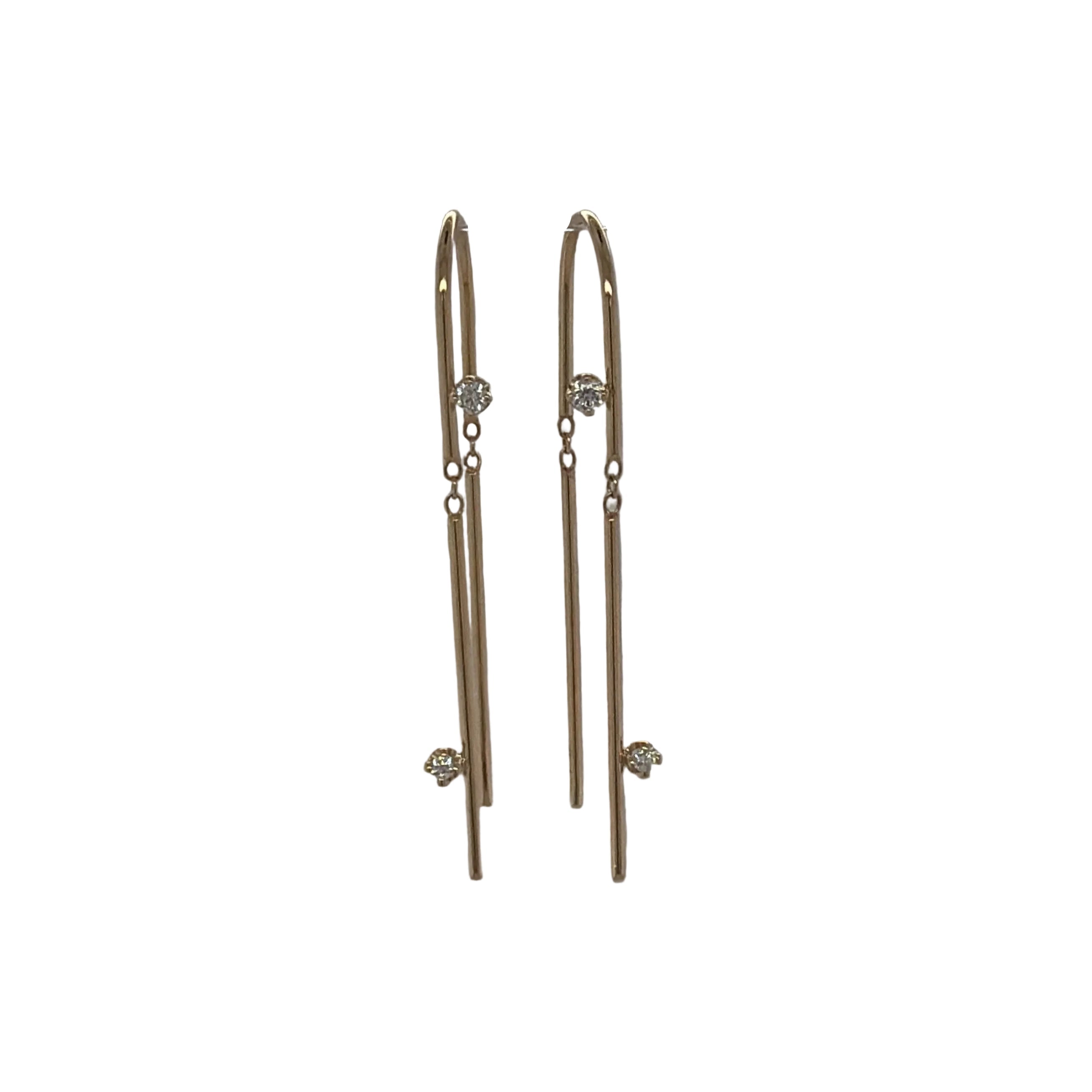 Zoë Chicco 14K 2 Prong Diamond U Wire Threader Earrings