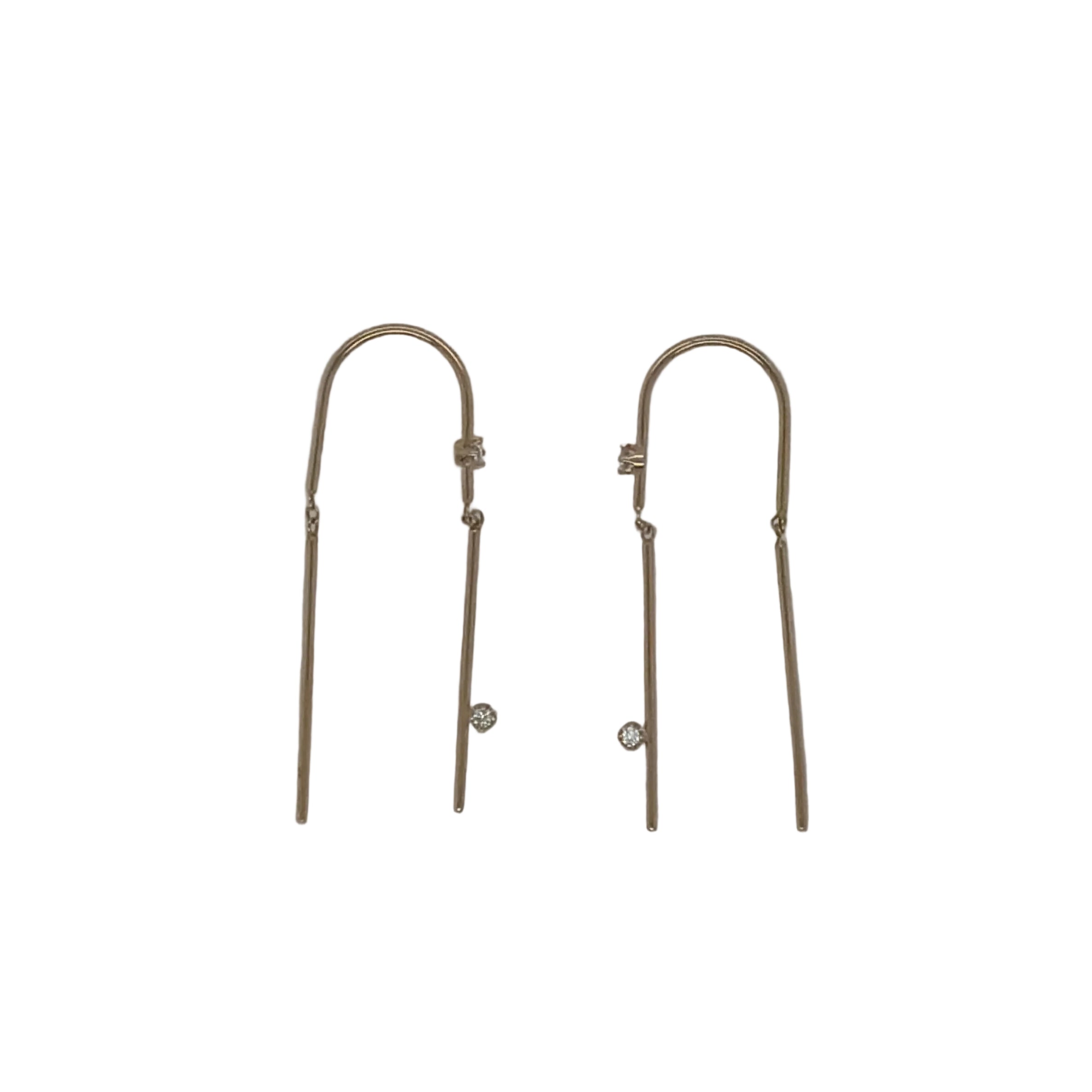 Zoë Chicco 14K 2 Prong Diamond U Wire Threader Earrings