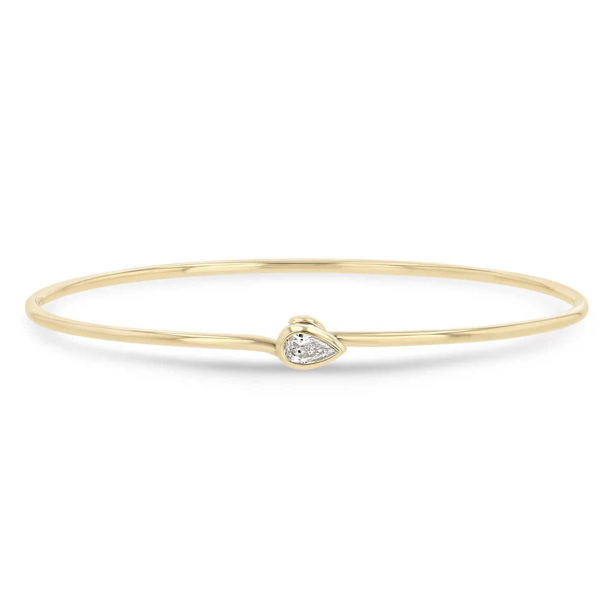 Zoë Chicco 14k Pear Diamond Bezel Wire Bangle Bracelet