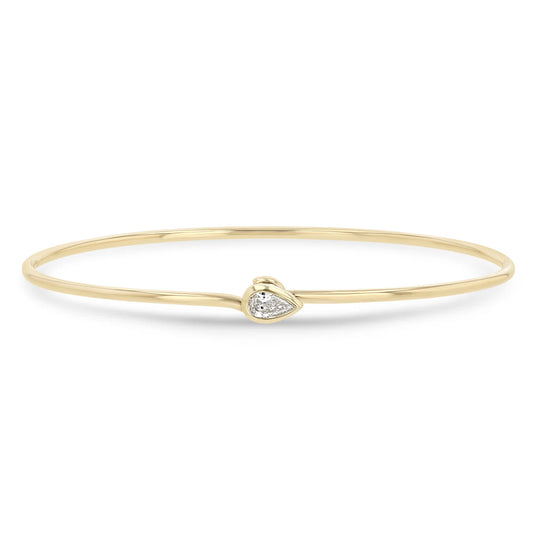 Zoë Chicco 14k Pear Diamond Bezel Wire Bangle Bracelet