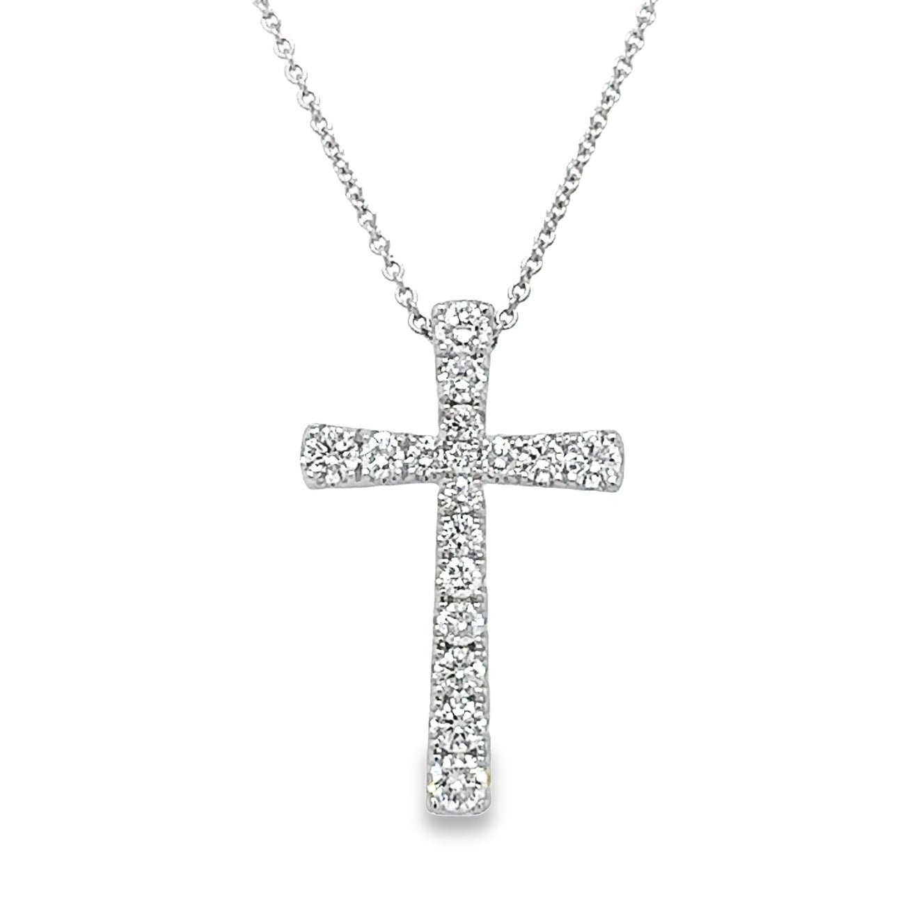 14kt White Gold Diamond Cross Necklace