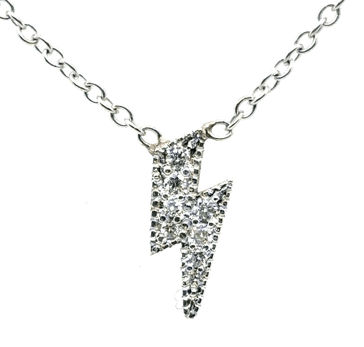 Zoë Chicco 14K White Gold Midi Diamond Lightning Bolt Necklace