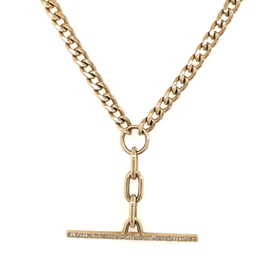 Zoë Chicco 14k Mixed Chain Pave Diamond Toggle Lariat Necklace