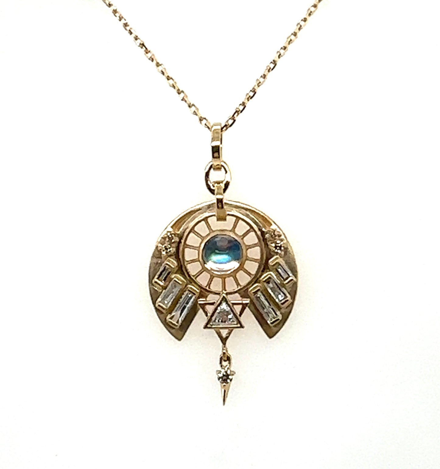 Celine Daoust 14kt Moonstone and Diamond Phoenix Necklace