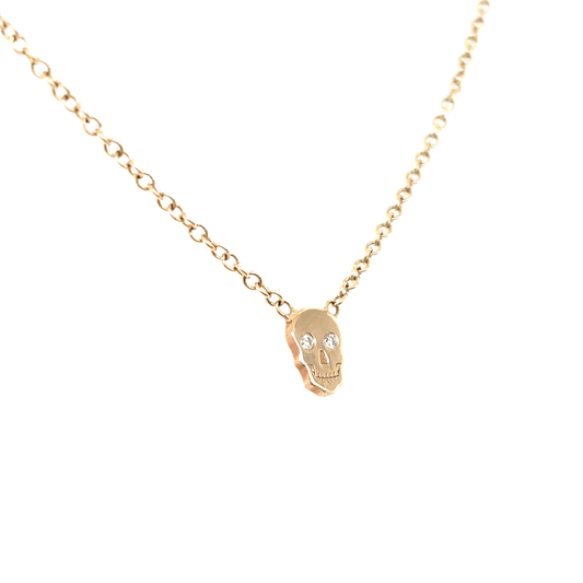 Zoë Chicco 14k Itty Bitty Skull with Diamond Eyes Necklace
