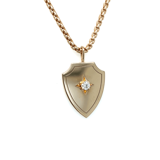 Zoë Chicco 14k Gold Diamond Shield Pendant Box Chain Necklace