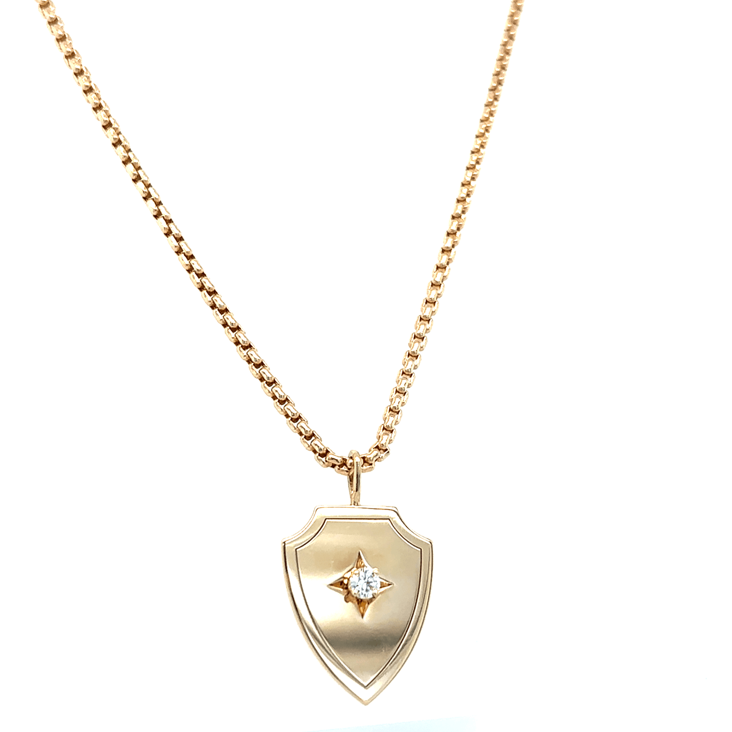 Zoë Chicco 14k Gold Diamond Shield Pendant Box Chain Necklace