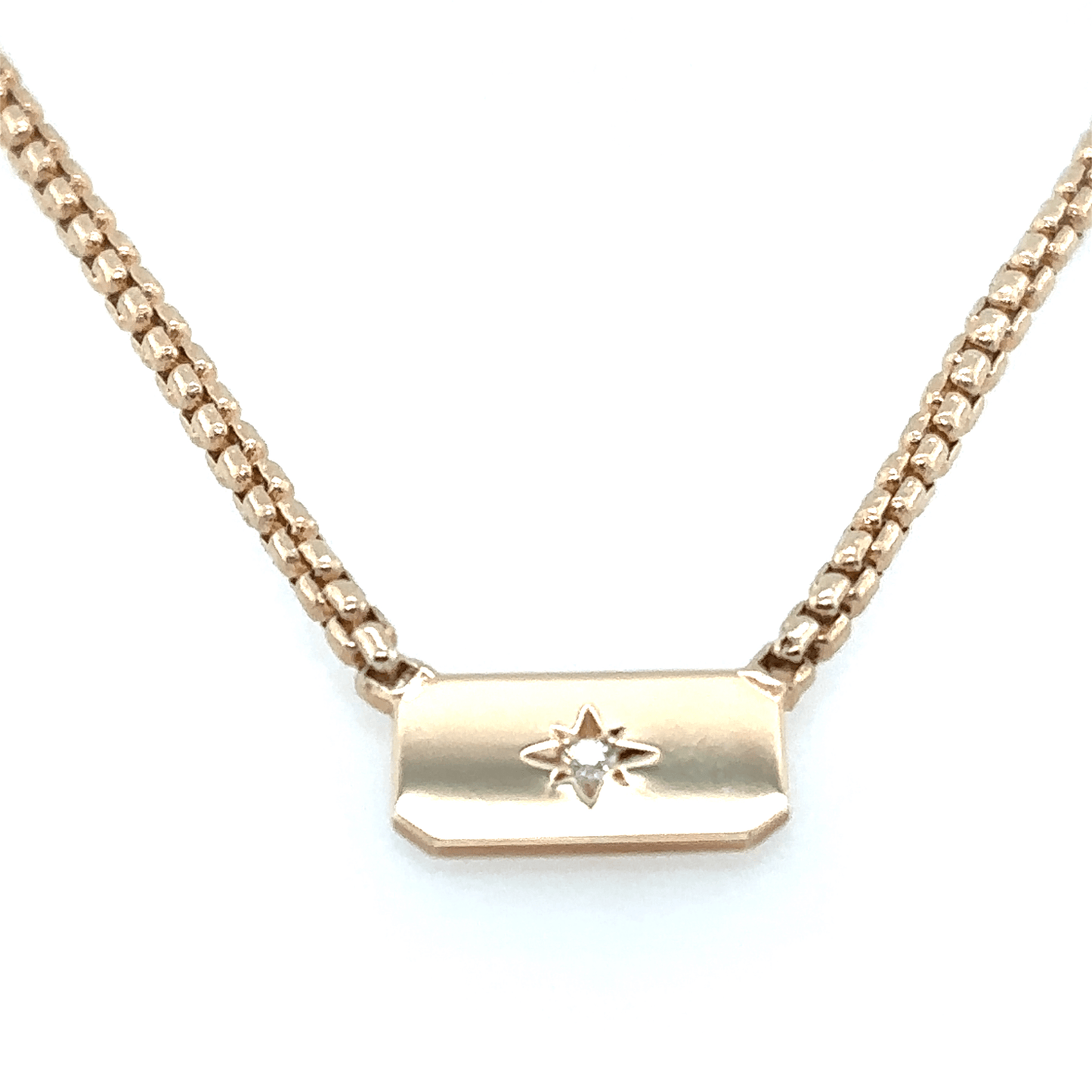 Zoë Chicco 14k Gold Star Set Diamond Dog Tag Necklace