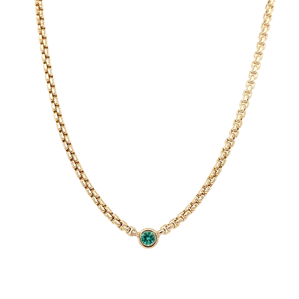 Zoë Chicco 14k Floating Emerald Small Box Chain Necklace